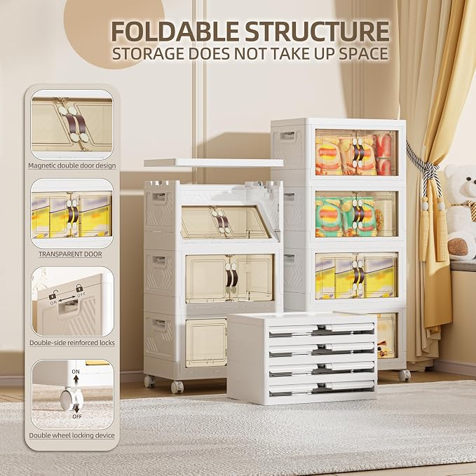104 QT / 26 Gal Multi-Purpose Stackable Storage Cabinet: Double Magnetic Doors - Image 3