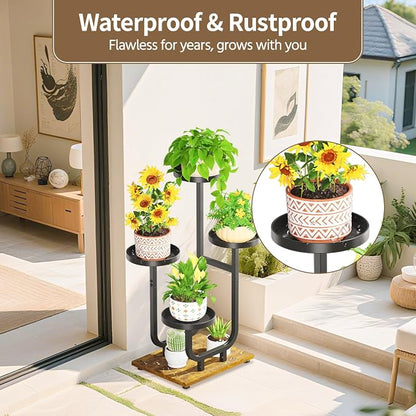 LASZOLA Black 4 Tier Tall Metal Plant Stand Indoor, Large Heavy Duty Planter - Image 5