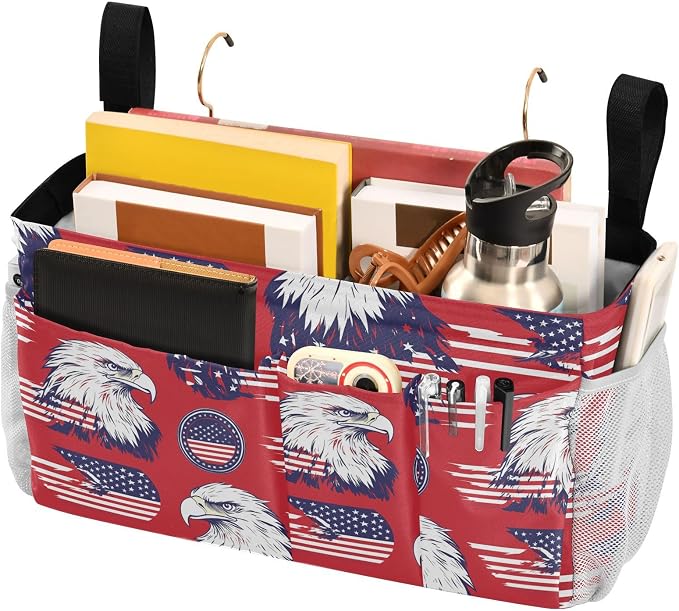 American Flag Bald Eagle Red Bedside Caddy - Image 3