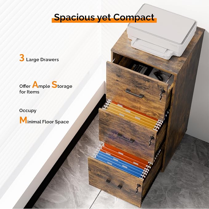 VINGLI 3 Drawer File Cabinet - Image 4