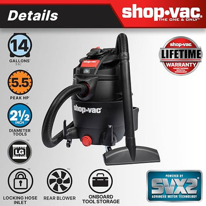 Shop-Vac 5801411 14-Gallon Wet/Dry Shop Vacuum, 5.5 Peak HP, 2.5 Inch Diameter - Image 3