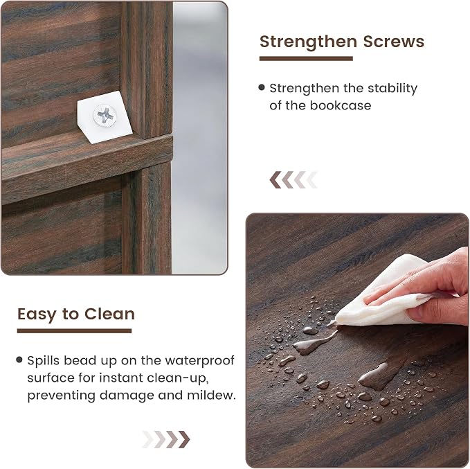 Walnut Cube Storage Bookcase 2-Pack, Rustic Brown 20 Cube Storage Organizer - Image 5