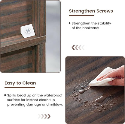Walnut Cube Storage Bookcase 2-Pack, Rustic Brown 20 Cube Storage Organizer - Image 5