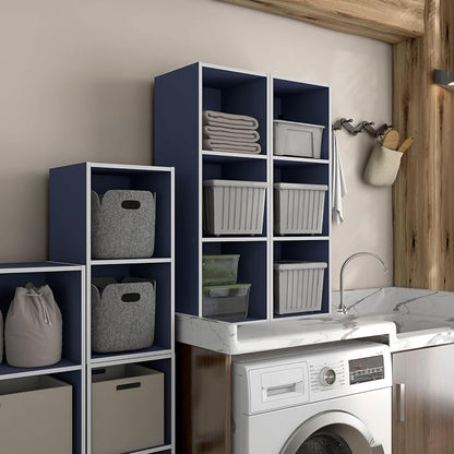 Homes: Inside + Out Apexa 3-Cube Storage Organizer Shelves, Stackable Wood - Image 12