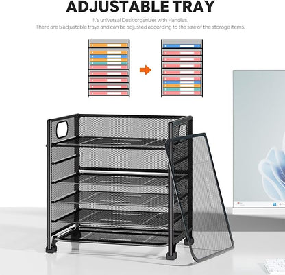 Simple Trending 6-Tier Letter Tray Organizer, Metal Mesh File Holder - Image 8