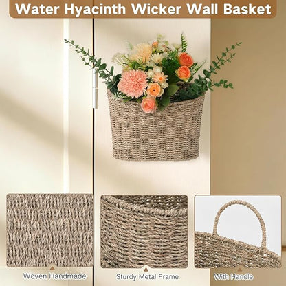 iEGrow Set of 2 Hanging Basket, Wicker Wall Basket Natural Seagrass, Hanging - Image 5