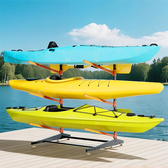 Kayak Storage Rack, Adjustable Outdoor Canoe Rack, Reinforced, and Enhanced - Image 2