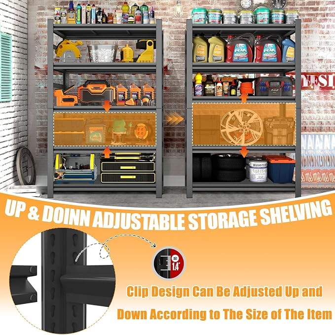 72''H Metal Garage Shelving Heavy Duty Storage Shelves Series, Large Industrial - Image 5