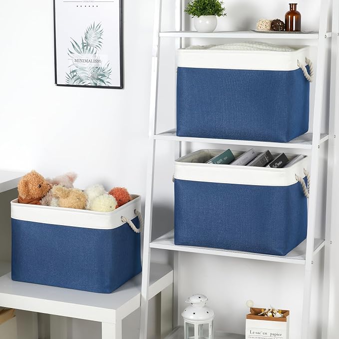 Bidtakay Large Storage Baskets for Shelves 3 Pack Fabric Storage Bins for - Image 3