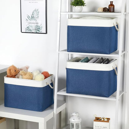 Bidtakay Large Storage Baskets for Shelves 3 Pack Fabric Storage Bins for - Image 3