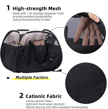 Collapsible Laundry Basket, 90L Tear Proof Mesh Pop-up Hamper | Foldable - Image 3
