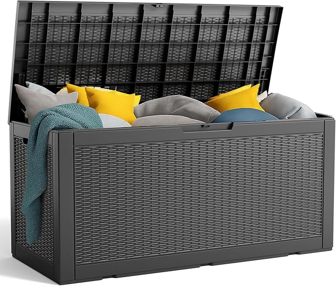 120 Gallon Resin Deck Box, Lockable Patio Outdoor Storage Box by OutdoorLivingPerfected