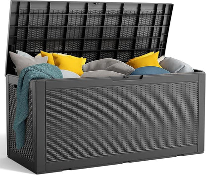 120 Gallon Resin Deck Box, Lockable Patio Outdoor Storage Box by OutdoorLivingPerfected