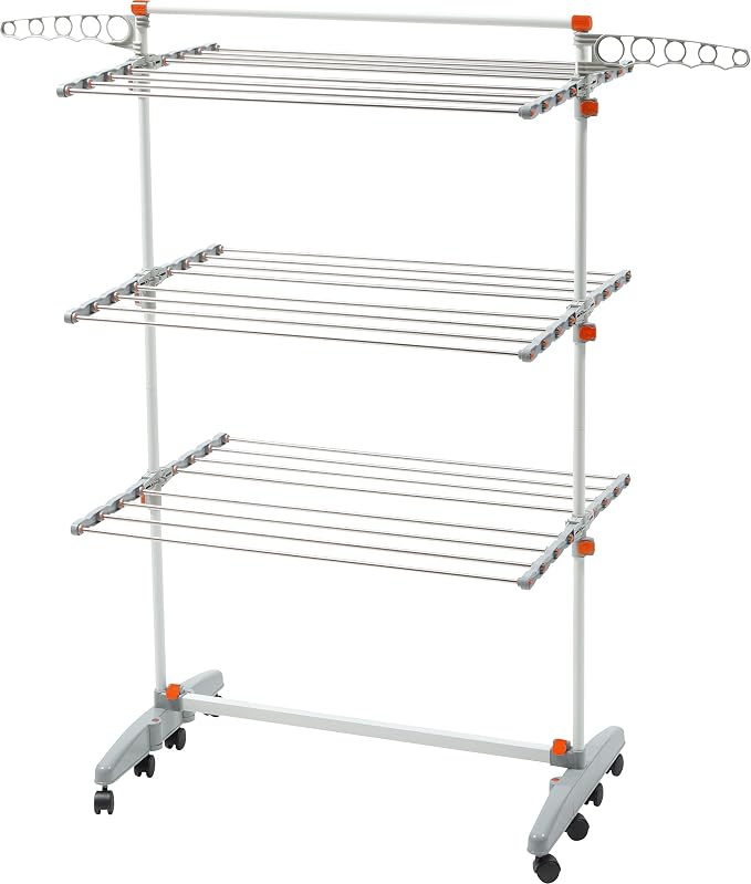 idee BDP-V23 Foldable Rolling 3-Tier Clothes Laundry Drying Rack by IDEE