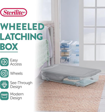 Sterilite 8-Pack Wheeled Latching Box, Under Bed Storage Containers, 56 Qt - Image 3