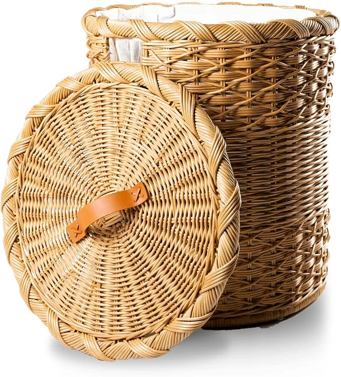The Basket Lady Round Wicker Laundry Hamper, Extra Large, 23 in Dia x 28 in H - Image 2