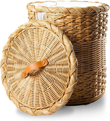 The Basket Lady Round Wicker Laundry Hamper, Extra Large, 23 in Dia x 28 in H - Image 2