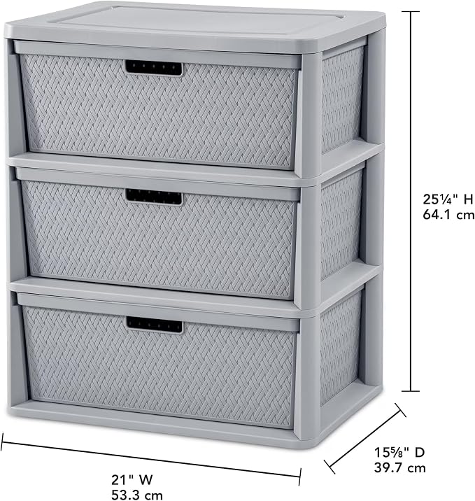 Wide 3 Drawer Tower Plastic Storage Organizer - Image 3