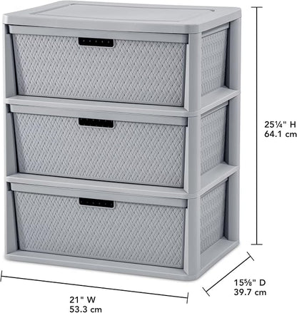 Wide 3 Drawer Tower Plastic Storage Organizer - Image 3