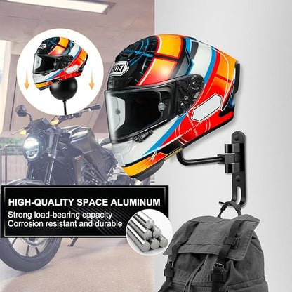Motorcycle Helmet Holder Wall Mount, Helmet Hanger 180° Rotation Helmet Rack - Image 2