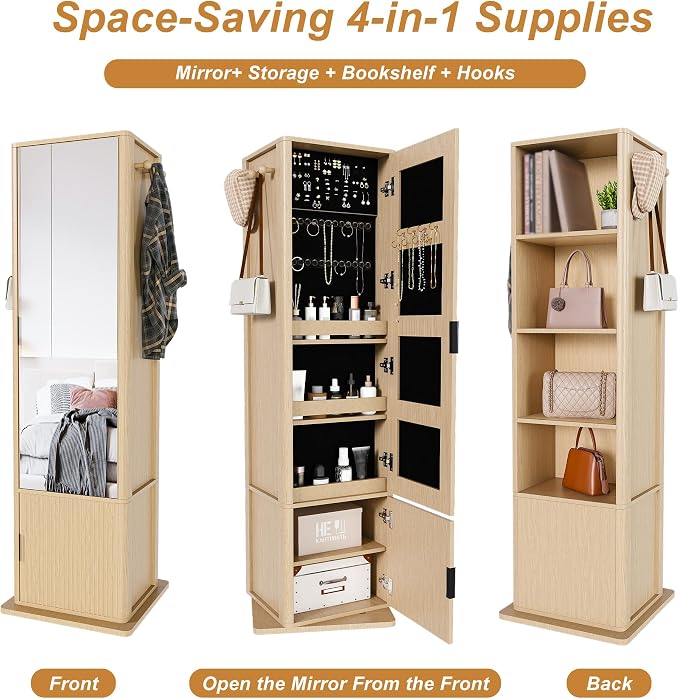 Montary 360° Rotating Makeup & Jewelry Cabinet - Image 3