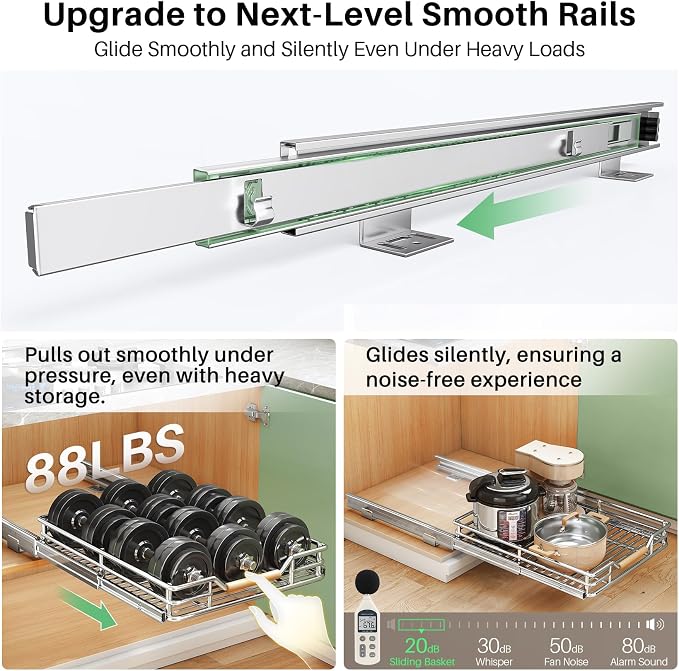 Pull out Cabinet Organizer, Heavy Duty Smooth Sliding Under Cabinet Shelves - Image 4