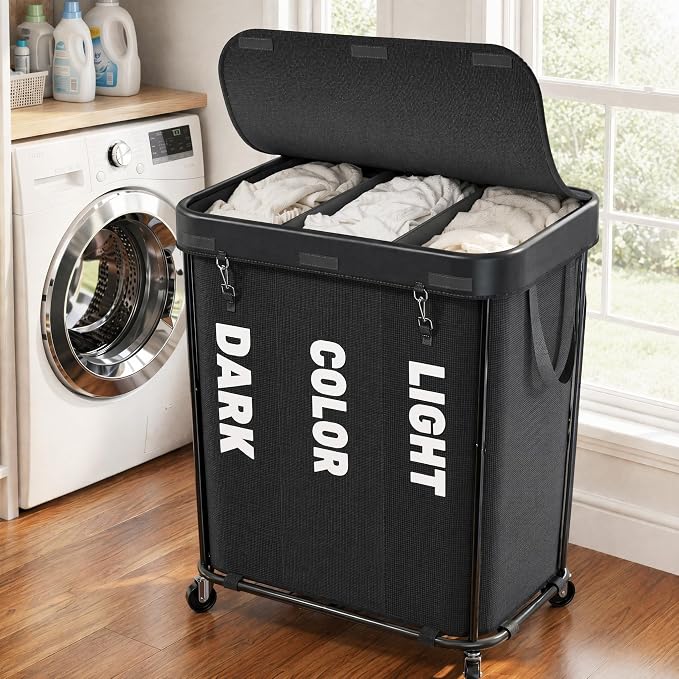 Laundry Sorter with Wheels 240L Rolling Laundry Cart, 3 Compartment Designed by Unknown
