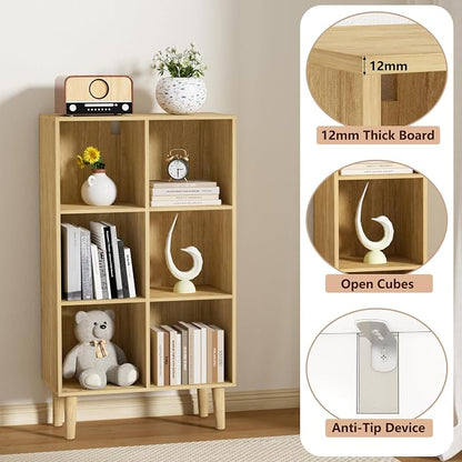 6 Cube Bookcase, Wooden Book Shelf Cube Storage Organizer - Image 4