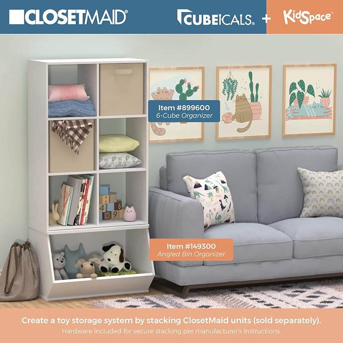 ClosetMaid Cubeicals 6 Cube Storage Shelf Organizer Bookshelf, Vertical or - Image 7