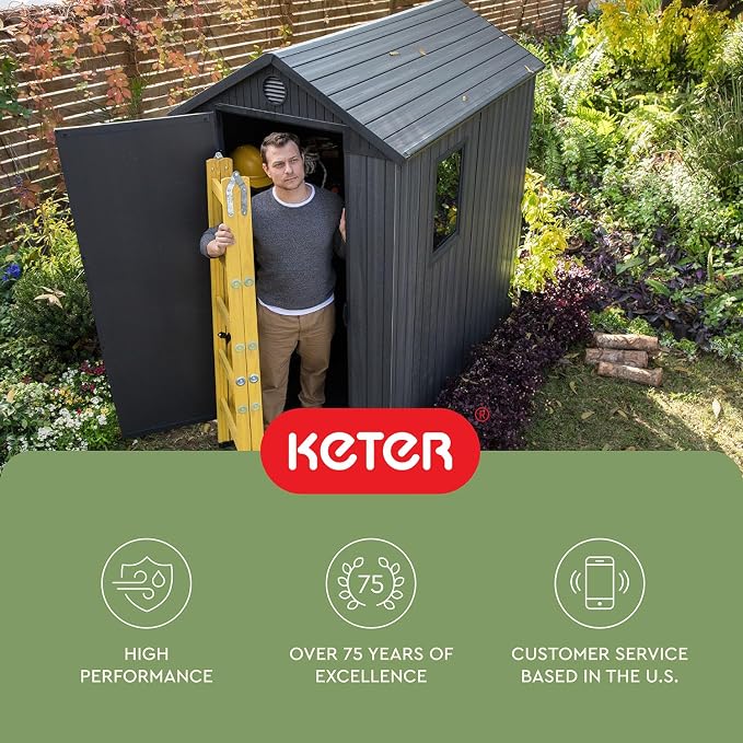 Keter Darwin 4x6 Feet Outdoor Storage Shed, Graphite Gray – Lockable Resin - Image 15