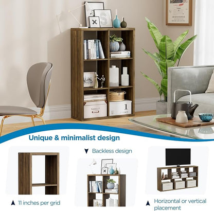 6 Cube Storage Organizer, 2x3 Cube Bookshelf, Cubby Storage Shelf, Wooden - Image 6