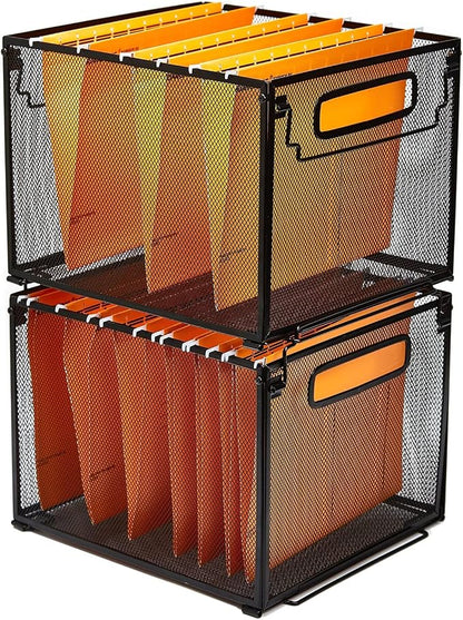 SETTFRFE 2 Pack File Organizer, Metal File Crates - Image 4