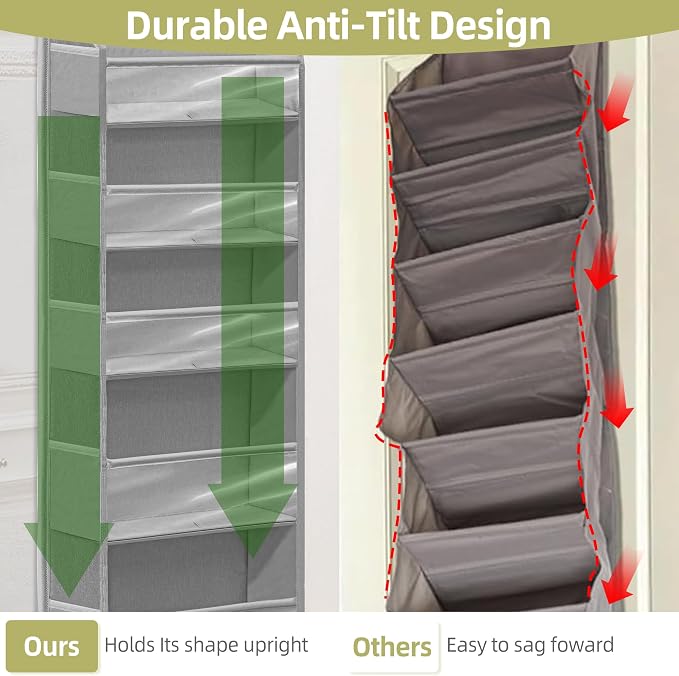 Over Door Organizer with 6 Extra Large Pockets 12 Side Pockets, Hanging Storage - Image 4
