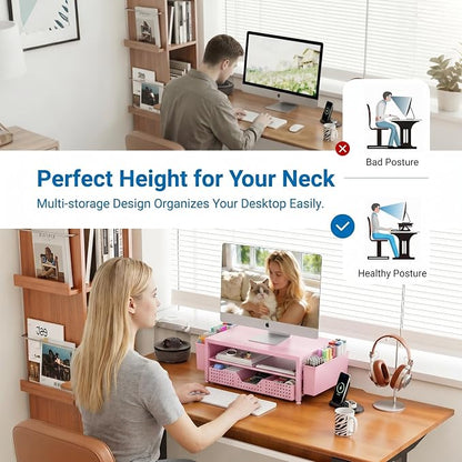 OPNICE Desk Organizers and Accessories, 2-Tier Computer Monitor Stand Riser - Image 4