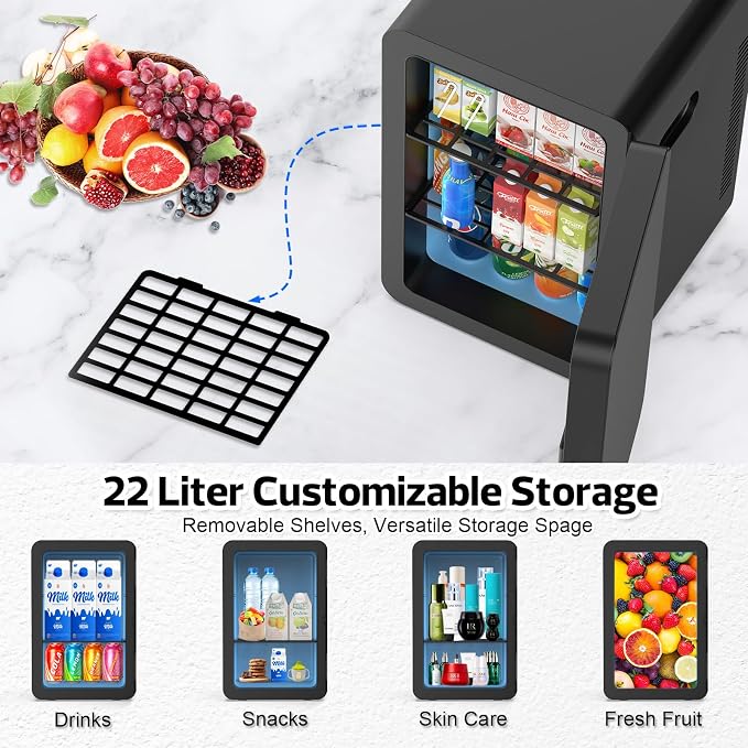 advwin 22L Mini Fridge for Bedroom, 30 Cans Portable Cooler & Warmer Compact - Image 2