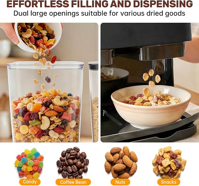 Cereal Dispenser Countertop 2 Pack, Double 3L Airtight Cereal Storage Container - Image 7