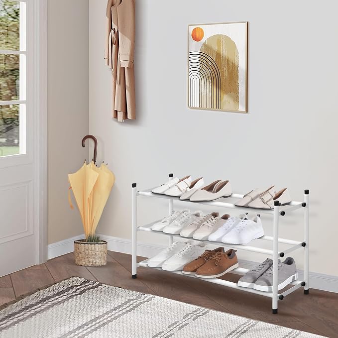 STORAGE MANIAC Expandable Shoe Rack, 12 Pairs Stackable Small Shoe Rack - Image 7