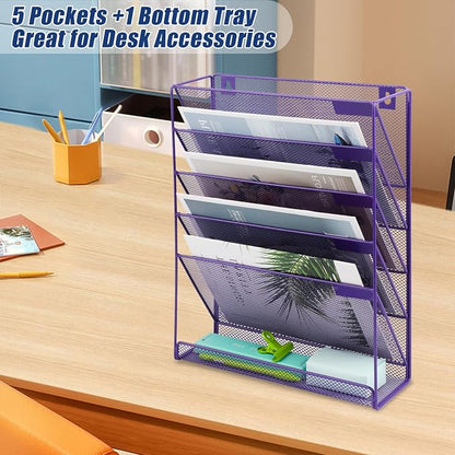 EASEPRES Desk File Organizer Mesh 6-Tier, Hanging Wall Mount Document - Image 5