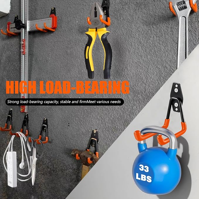 Heavy Duty Garage Storage Hooks, 4 Pack Utility Steel Garage Tool Organizer - Image 4