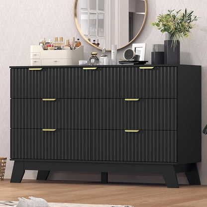 Fluted Dresser for Bedroom, 7 Drawer Dresser for Closet, Storage Cabinet and by Thacuok
