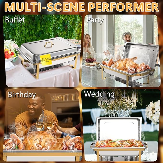 SIOTMERA 9QT Chafing Dishes for Buffet 1 Pack, Thickened Stable Stainless Steel - Image 6