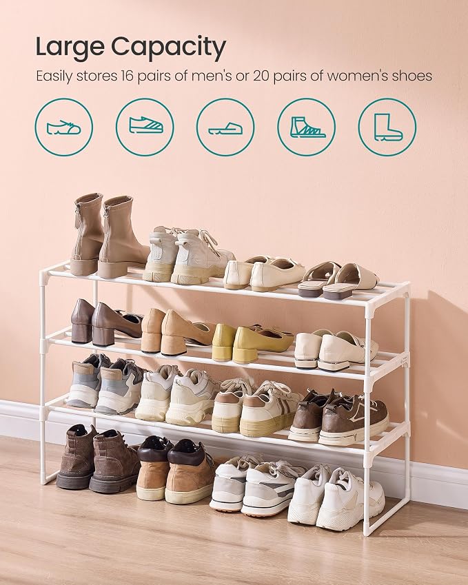 SONGMICS Shoe Rack, 3-Tier Shoe Organizer, Metal Storage Shelf, Upright or - Image 6