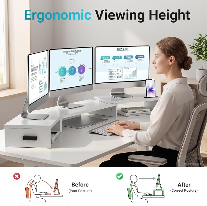 BONTEC Triple Monitor Stand Riser - Image 2