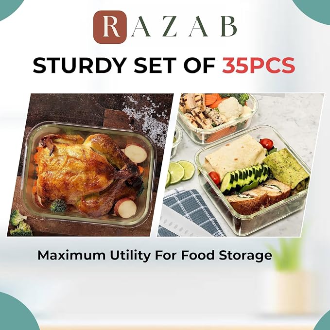 Razab 35 Pc Set Glass Food Storage Containers - Image 4