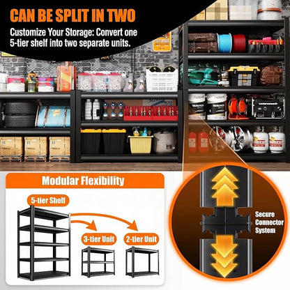 Garage Shelving Unit, 2400LBS Heavy Duty 4-Tier Metal Storage Shelves, - Image 6