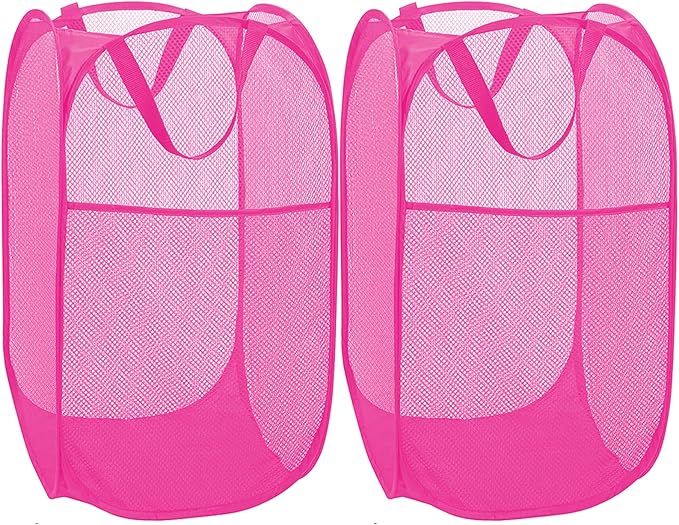 2 Pack Sturdy Mesh Pop up Laundry Hamper Basket by BATTOO