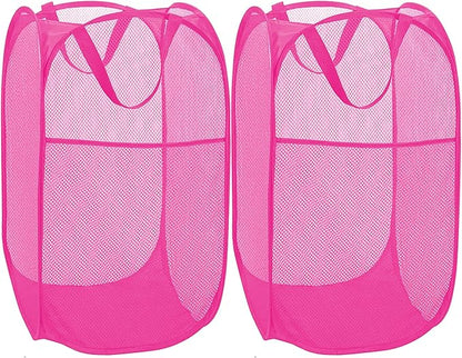 2 Pack Sturdy Mesh Pop up Laundry Hamper Basket by BATTOO