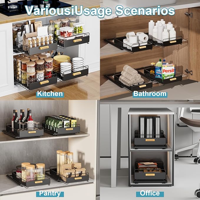 Under Sink Organizer, Kitchen Under Sink Organizers and Storage, Mute Pull Out - Image 2