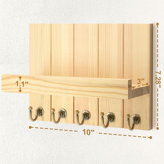Rebee Vision Pine Wood Key Holder Wall Mount - Image 2