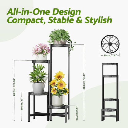 4 Tier Metal Plant Stand Indoor Outdoor, Corner Tall Plant Shelf - Image 3